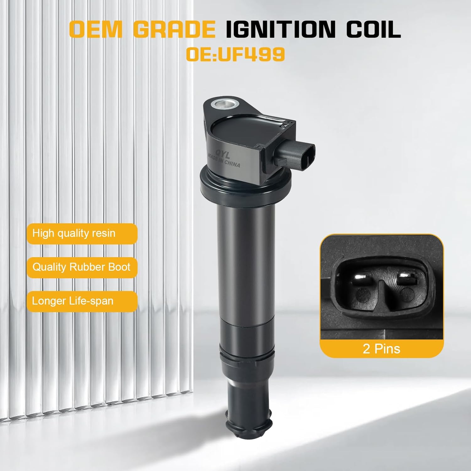 QYL Set of 4 Ignition Coil Packs UF499 & Spark Plugs 7090 BKR5EGP Fits for 2006-2011 Kia Rio Rio5 Rondo Hyundai Accent 1.6 L4 Replaces# UF499 C1543