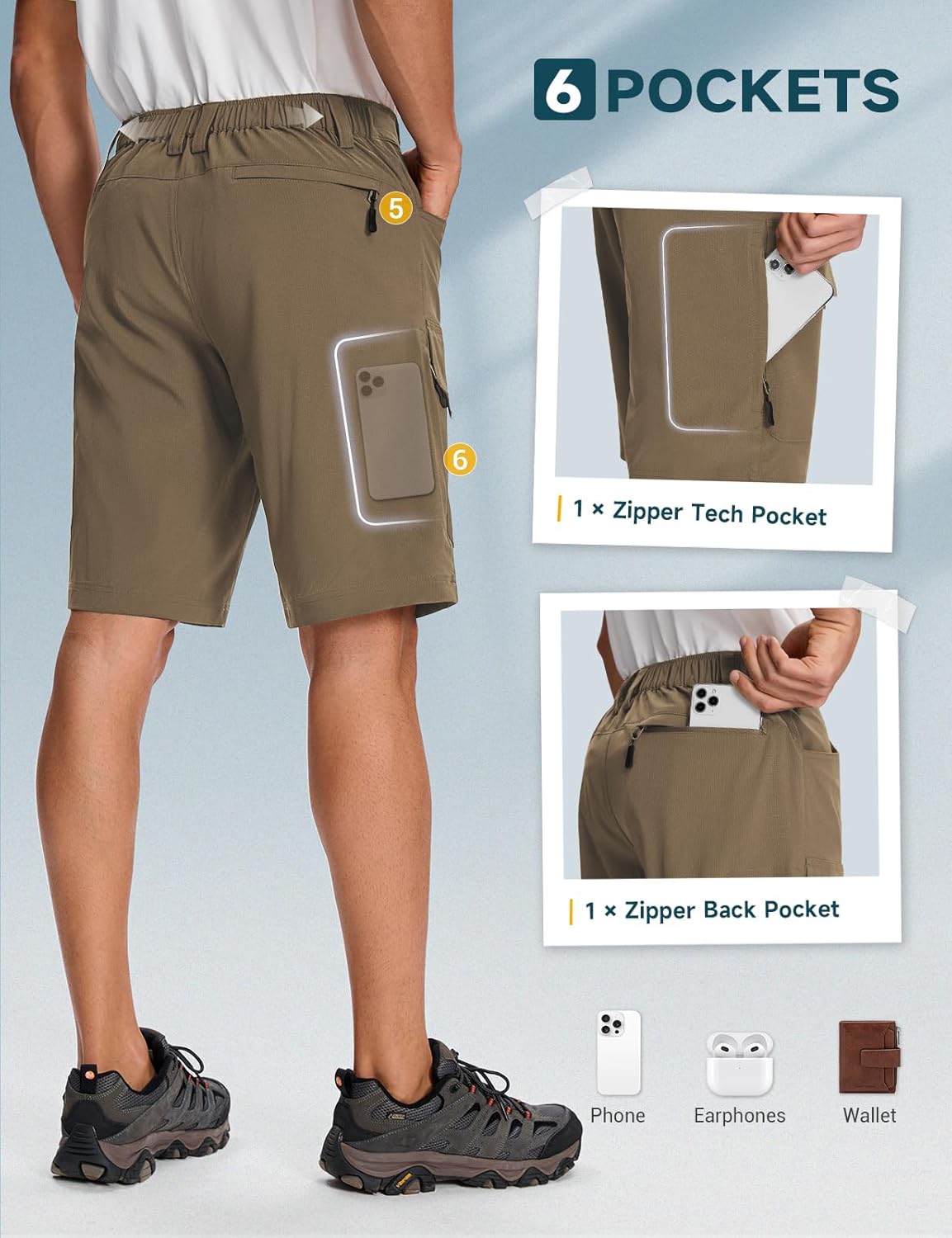 Moosehill Mens Cargo Hiking Shorts Lightweight Water Resistant for Casual Golf Work Tactical Fishing with 6 Pockets - Image 4