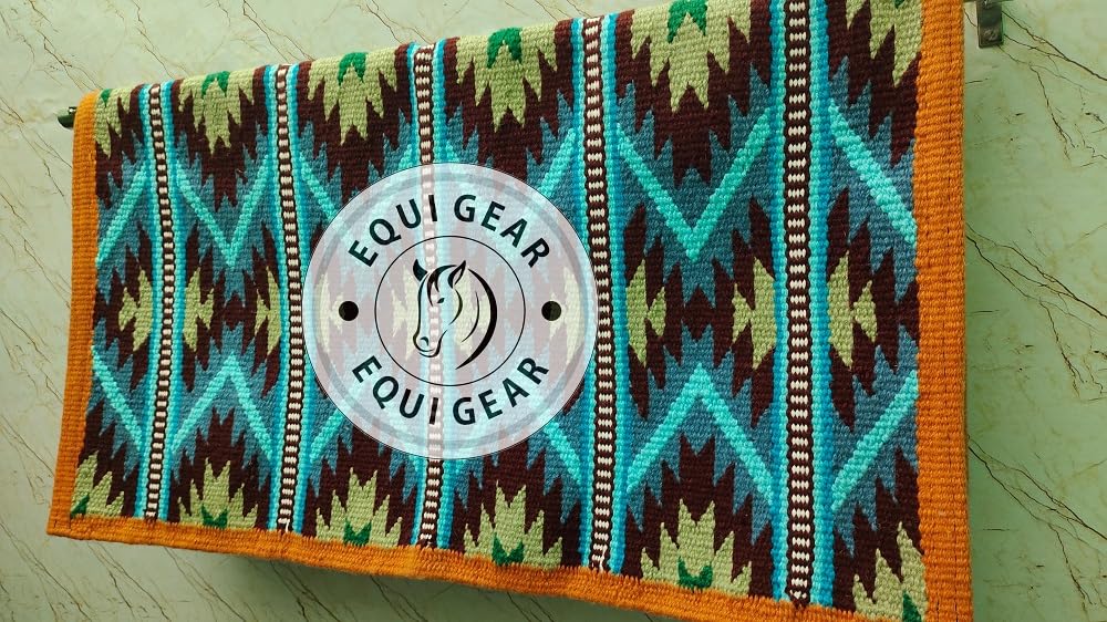 Tapis De Selle Western Show GALAXY LEATHERS – Laine Nouvelle-Zélande, Motif Durrie, Neuf