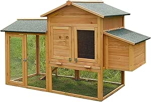 LANAZU Großer Hühnerstall aus Holz für den Außenbereich, multifunktionales Haustierhaus, Geflügelkäfig im Innenhof, geeignet für Bauernhöfe und Gärten