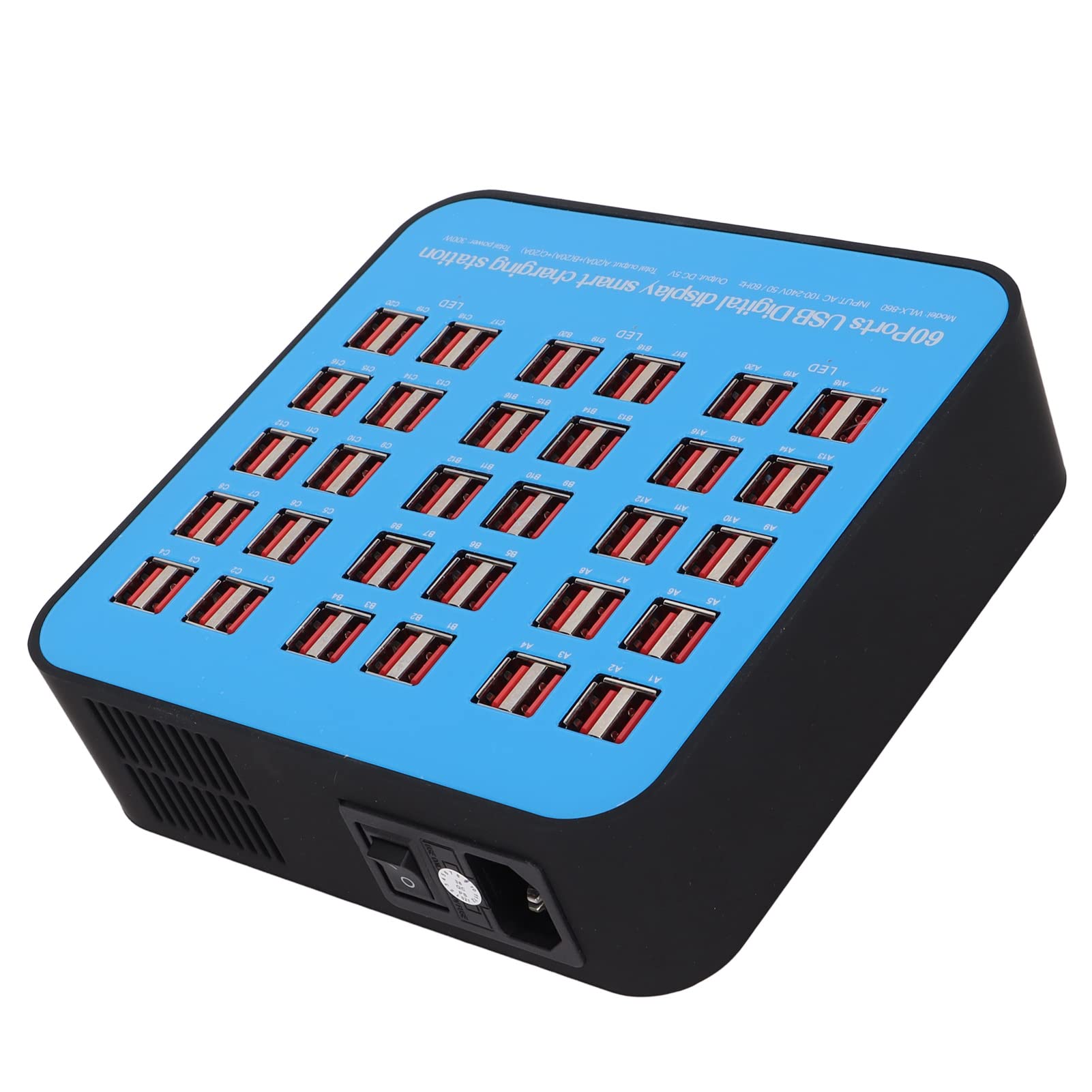 Estación de Carga Rápida USB de 60 Puertos con Chip Inteligente, Protección contra Sobretensiones y Compatibilidad Global para Múltiples Dispositivos, Adecuada para Hoteles,