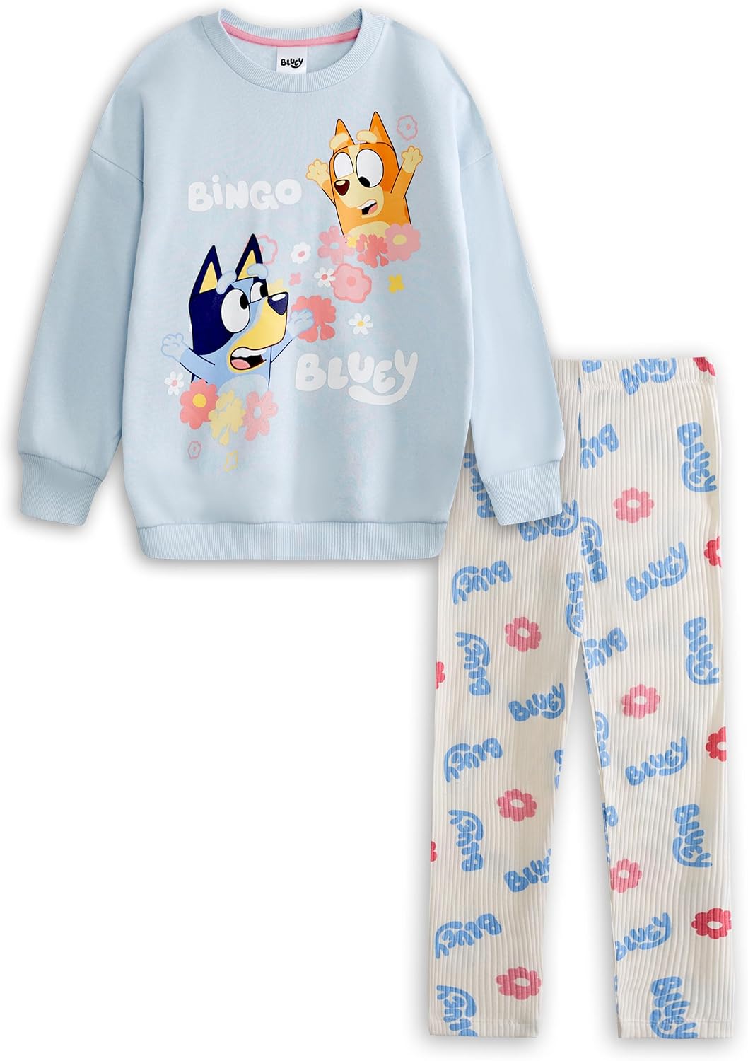 Bluey Bingo Girls Sweatshirt and Leggings Set | Cartoon Outfit | Long Sleeve Crew Neck Pullover Merch
