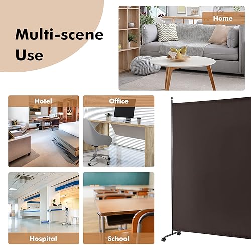 Miniatura 8 de Giantex Divisor de habitación grande de panel único, pantalla de privacidad de 73'' de ancho x 73'' de alto con ruedas con cerradura, divisor de
