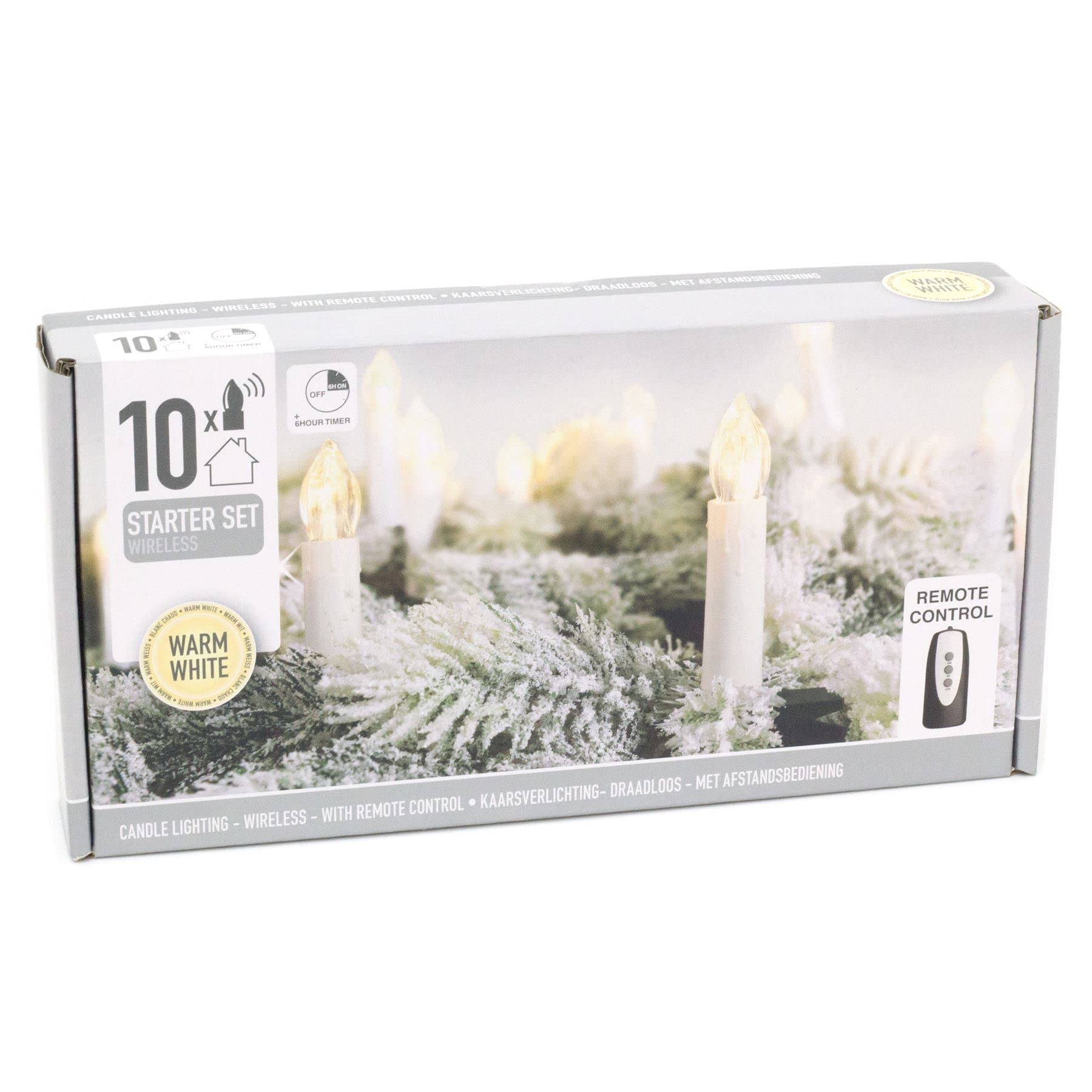 Carousel Home White 10 Flameless Clip On Led Christmas Tree Candles Set | Remote Control Battery Operated Wireless Candles | Candles With Timer Function