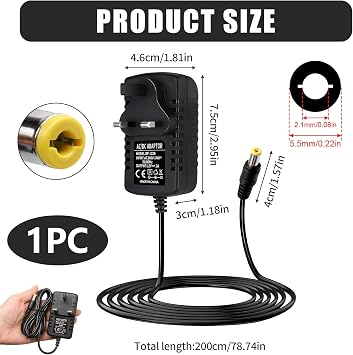 12V 2A Power Adapter for Yamaha Keyboard, Universal AC Supply Charger