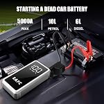 12000mAh Pack d'alimentation de démarrage de saut de voiture, 12V Booster portable de batterie d'urgence jusqu'à 10L Gaz / 6L Moteurs Diesel, Câbles de Jumper Smart, LCD Affichage, LED Lampe de poche, USB Charger EVA étui