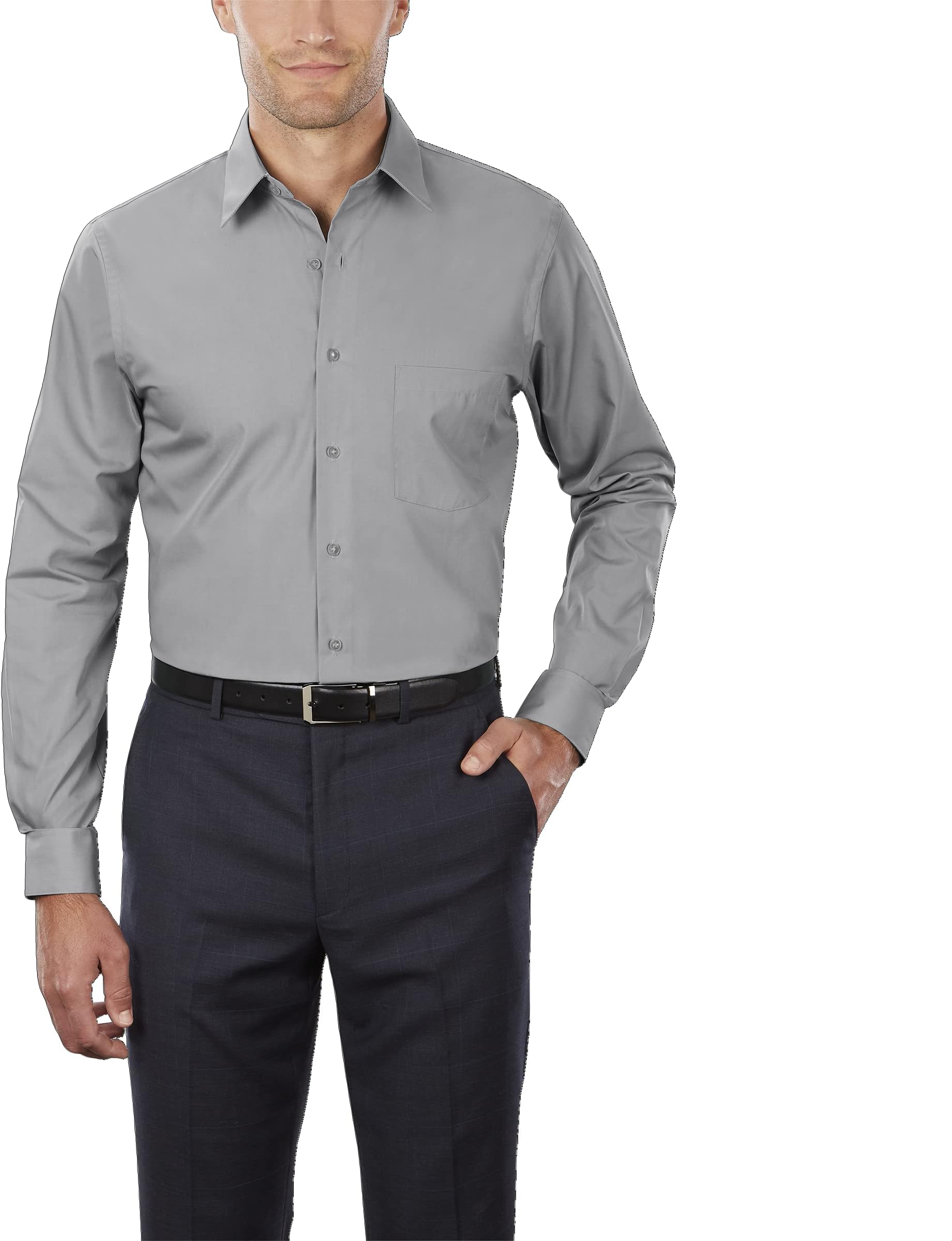 Van HeusenMens Poplin Regular Fit Solid Point Collar SHIRT
