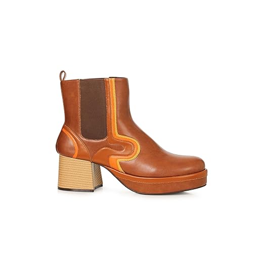 Ellie Shoes Walt Mens Tan 1970's Disco 3" Heel Calf Boots Medium size 10-11