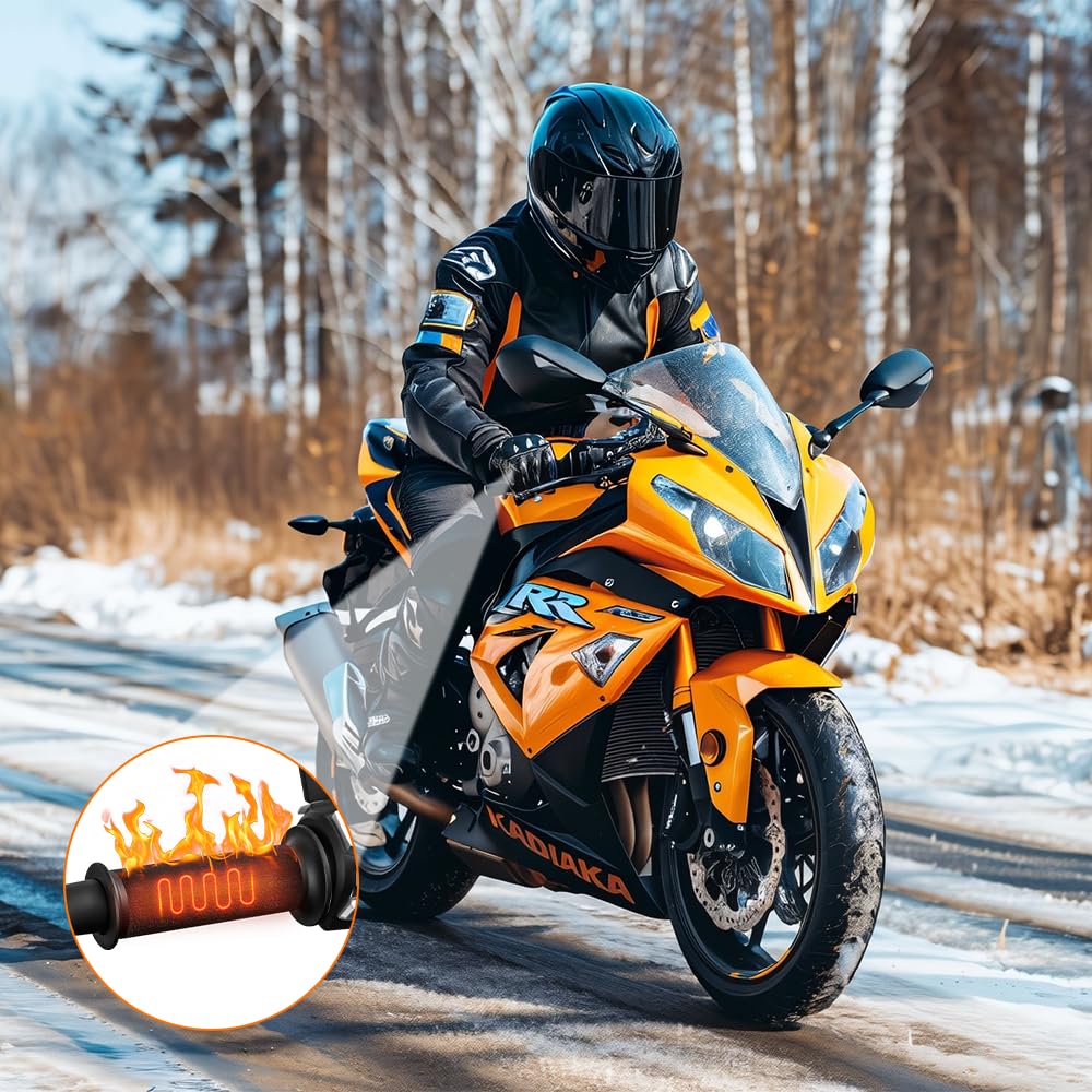 Poignée Chauffante Moto, 5V Poignet Chauffante Moto, USB Contrôle Intelligent de la Température à Trois Niveaux, Poignee Chauffante Moto, Moto Taille Universelle, 1 Paire