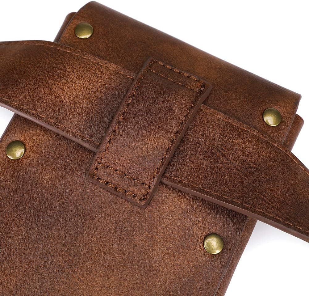 Belt Pouch Waist Bag Fanny Pack Medieval Vintage Phone Holder Holster Belt Purse Wallet Hip Pocket Festival Ren Faire Costume (Brown) image 5