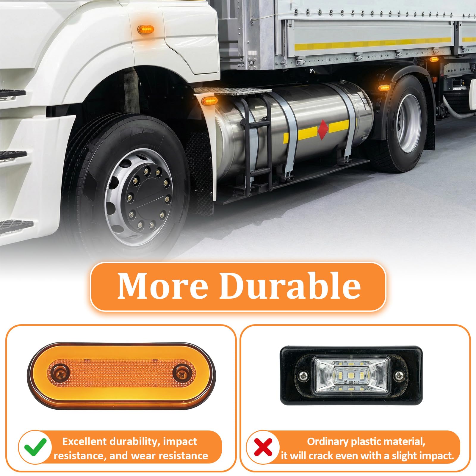 12 PCS Luce Laterale LED Ambra, Luci Laterali per Rimorchio,Luci di Ingombro 12V/24V per Camion, Rimorchio, Camper, Autocarro,Van Camper,Caravan,Lampade di Posizione Anteriore e Posterior