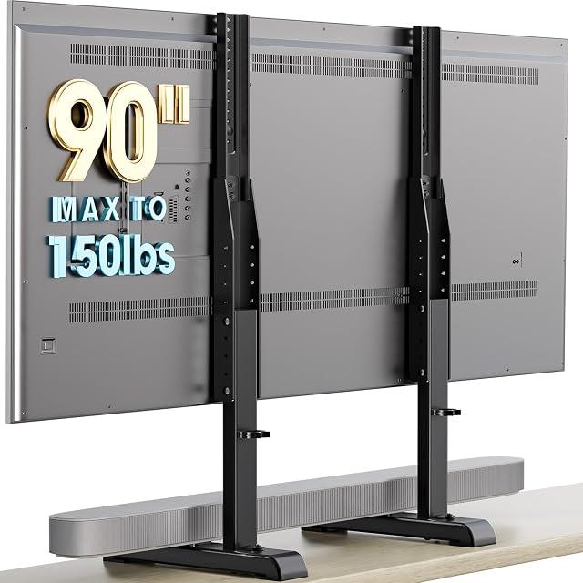 AX WABER Table Top TV Stand with Height Adjustable TV Legs Replacement for Most 37-86 Inch Flat Curved TVs,Steel TV Base Feet Holds up to 150 lbs with Cable Management, Max VESA 800x600mm Black