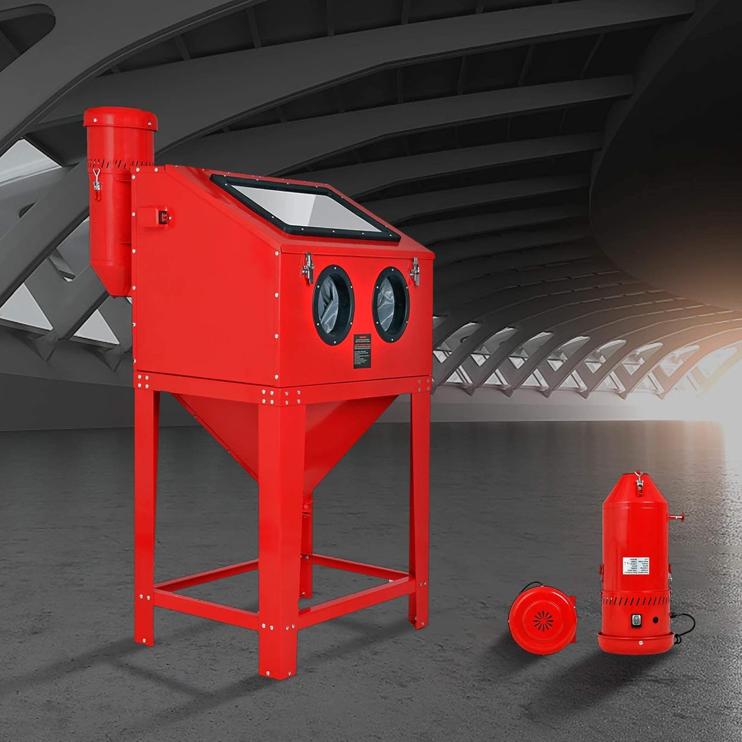 1.6 HP High - Performance Dust Collector with 1.8 Gallon Capacity - Universal Fit for Sandblasting Cabinets & Media Blasters, Dust Collection Reclaimer System