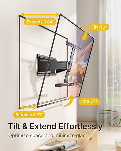 Miniatura 3 de monTEK Soporte de pared ultra delgado de 0.77 pulgadas para televisores de 43 a 90 pulgadas, soporte de pared giratorio, inclinación, nivelación y