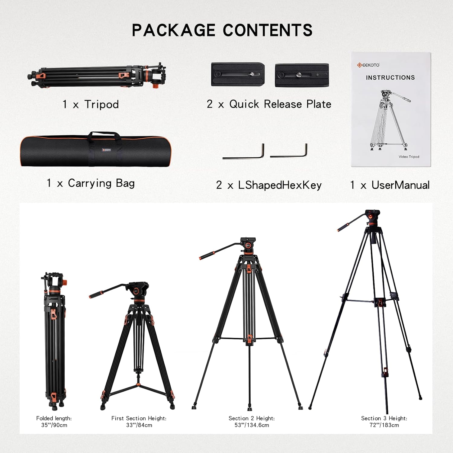 GEEKOTO 72 inch Video Tripod System with Togo Ubuy