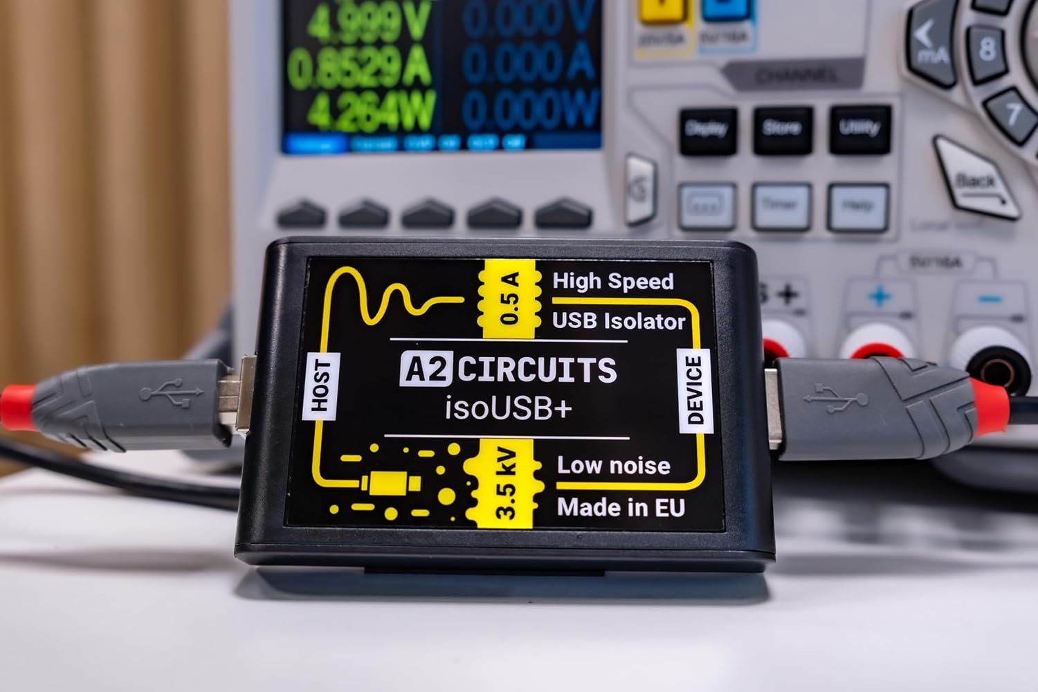 isoUSB+ USB Isolator | 4-in-1 Ground Loop & Noise Eliminator | for Audio & Prototyping | Linear Regulator & Current Limiter | 5000/3750V | Made in EU