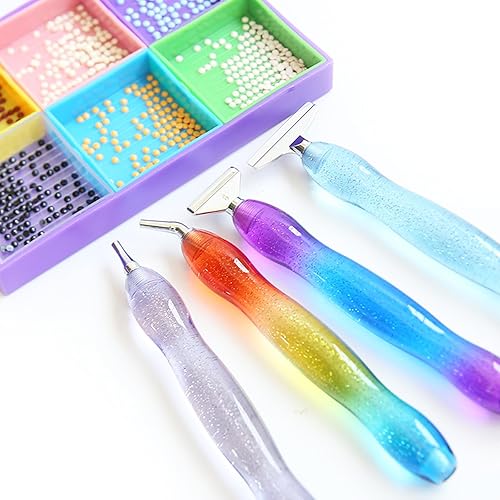 Miniatura 7 de Heyseri Juego de pintura de diamantes, herramientas de 19 piezas, puntas de bolígrafo de 12 hilos, anticaídas, agarre cómodo