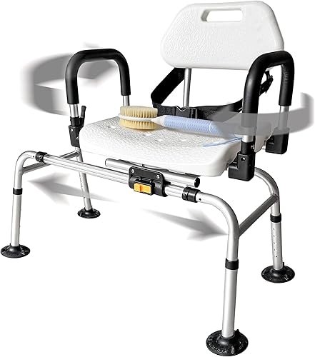 Miniatura 10 de DMI Banco de transferencia de bañera y silla de ducha con cuerpo de aluminio antideslizante apto para FSA altura ajustable del asiento y acceso