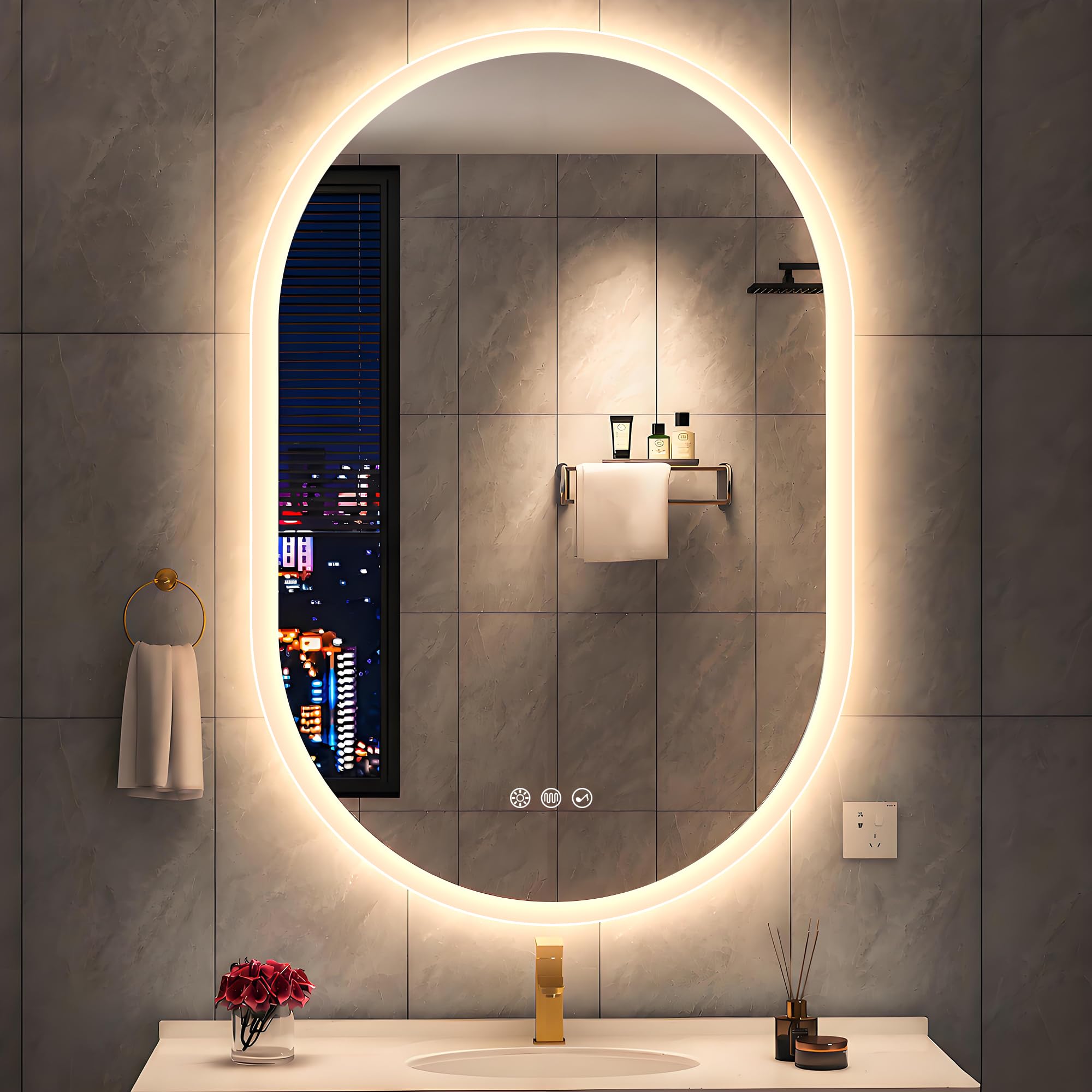 Miroir LED bluetooth salle de bain 60x90 anti-buée S'bagno