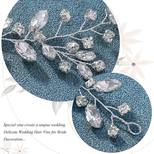 Miniatura 6 de JAKAWIN Bride Crystal Wedding Hair Vine Gold Bridal Hair Piece Rhinestone Accesorios para el cabello para mujeres y niñas HV113 (dorado)