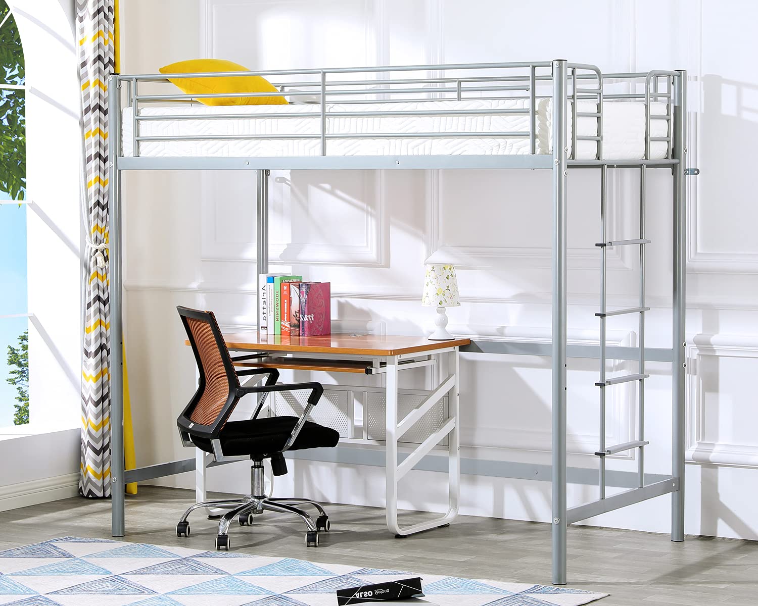 Buy VINGLI Loft Bed Twin Metal Bed Frames with Flat Ladder and