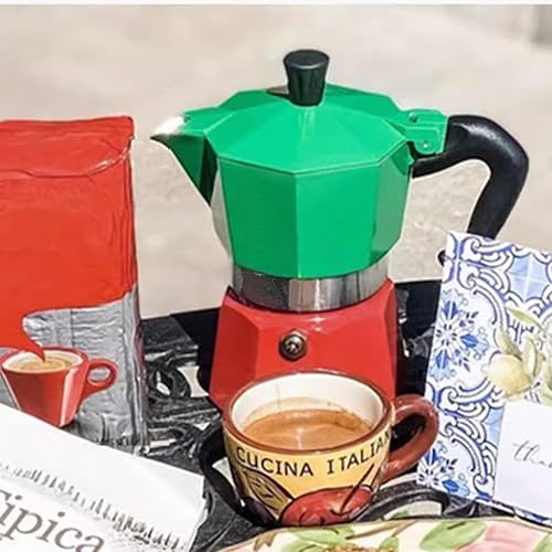 Miniatura 6 de Cafetera Moka Pot - Cafetera italiana de 6 tazas/10 onzas, cafetera espresso para estufa de gas o cerámica eléctrica, para camping, manual de café