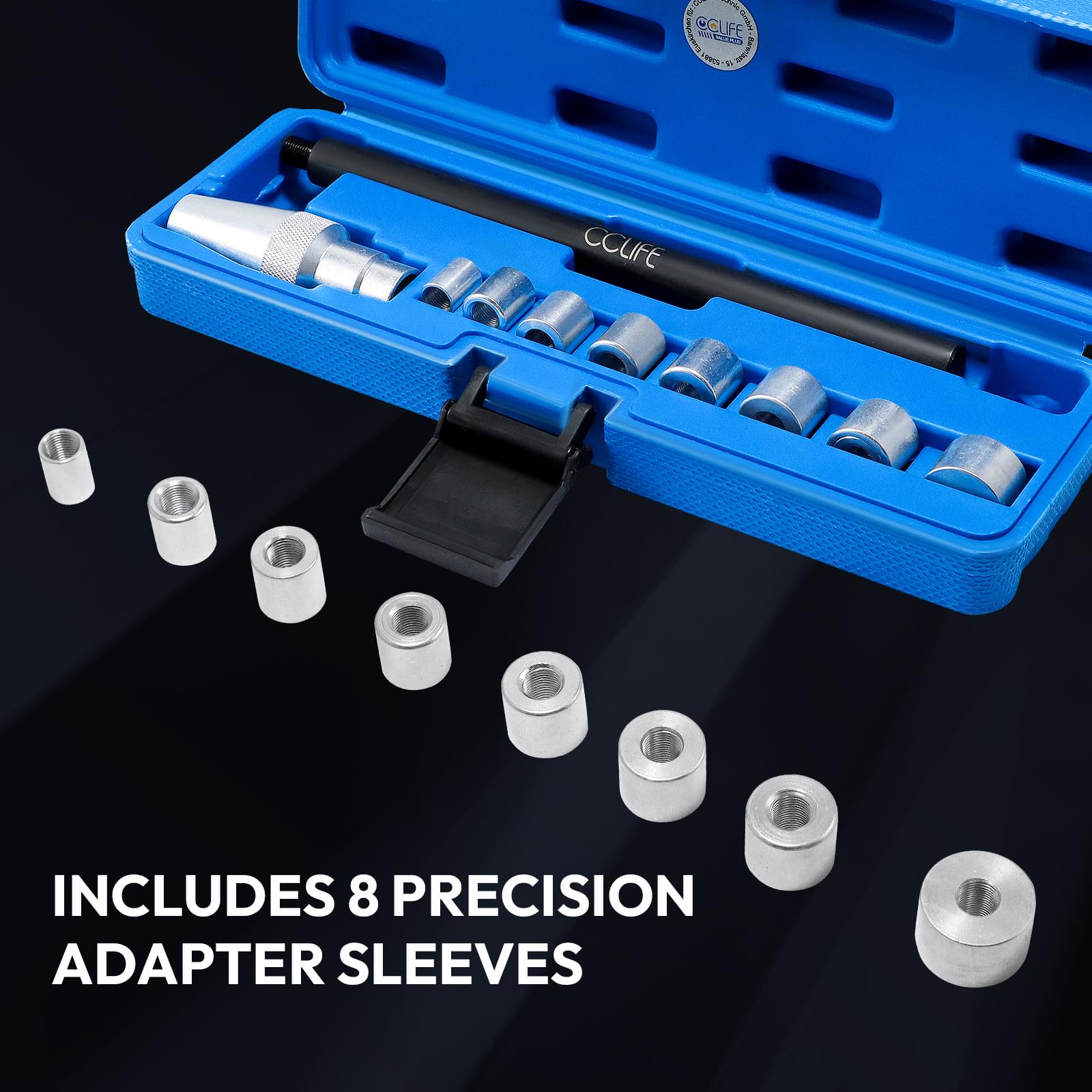 CCLIFE Kit Universale per Centraggio Frizione 10 pezzi per Assemblare Frizione e Foro Pilota Volano con 8 Boccole di Serraggio (11-25 mm) per Autovetture e Veicoli Commerciali Leggeri