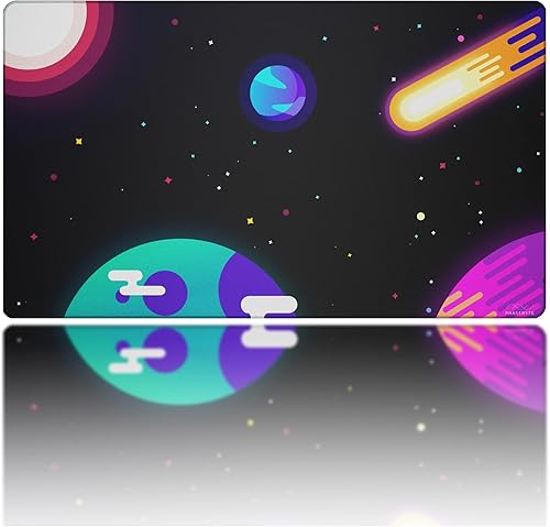 PhaseByte Interstellar Orbit - Alfombrilla de mouse extendida para juegos, antideslizante con bordes cosidos, alfombrilla de escritorio de