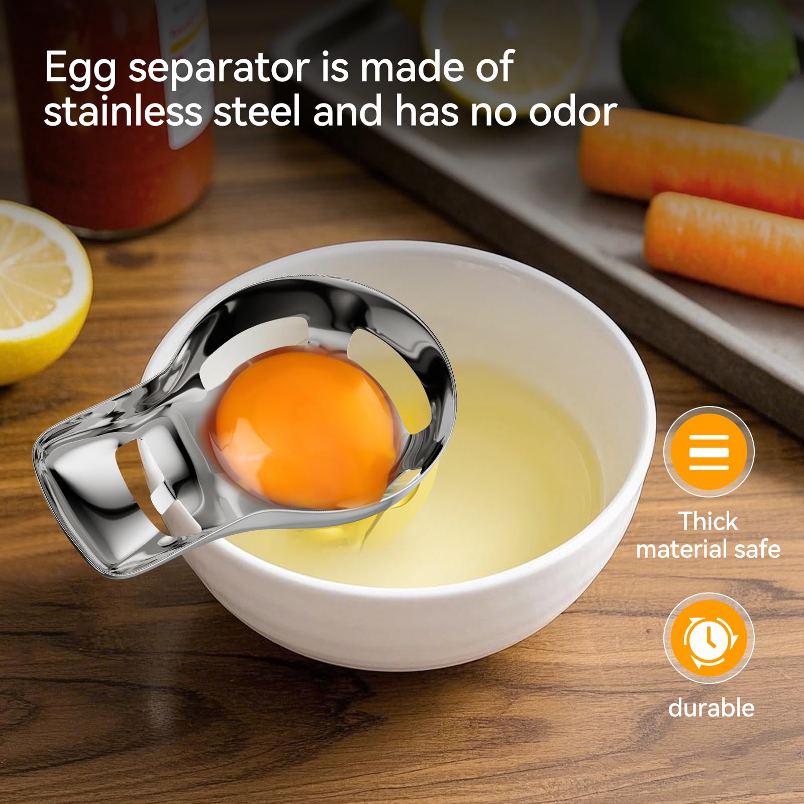 Sretanj Egg Yolk Separator?Egg Separator for Raw Eggs,Food Grade Stainless Steel Egg Yolk White Separator, Kitchen Baking Gadgets