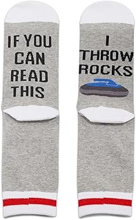 TSOTMO Curling Socks Ice Curling Gift for Rock Curlers I Throw Rocks Socks Curling Coach Player Gift Curling Sports Gift For Curling Fans