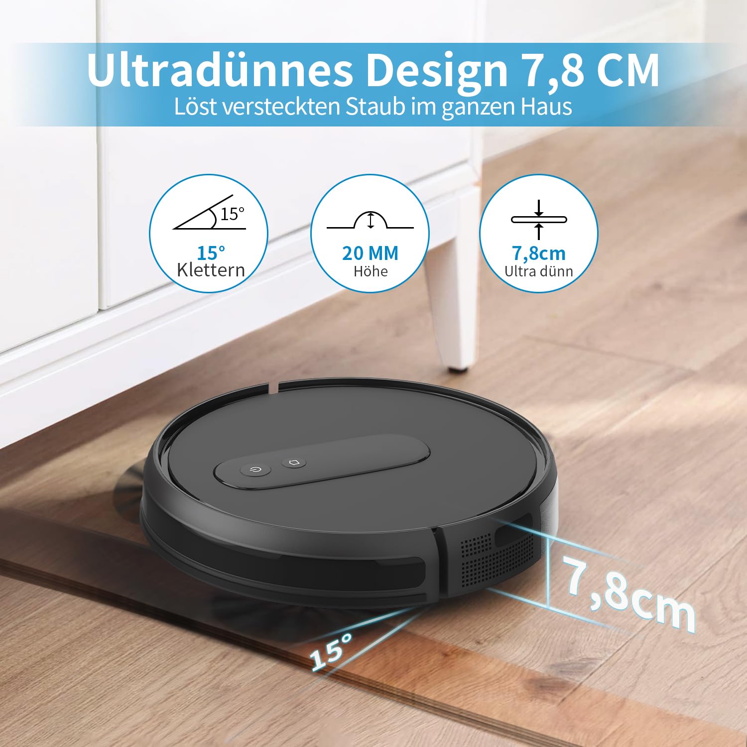 P25 Saugroboter ohne Wischfunktion, Staubsauger Roboter mit 4000 Pa