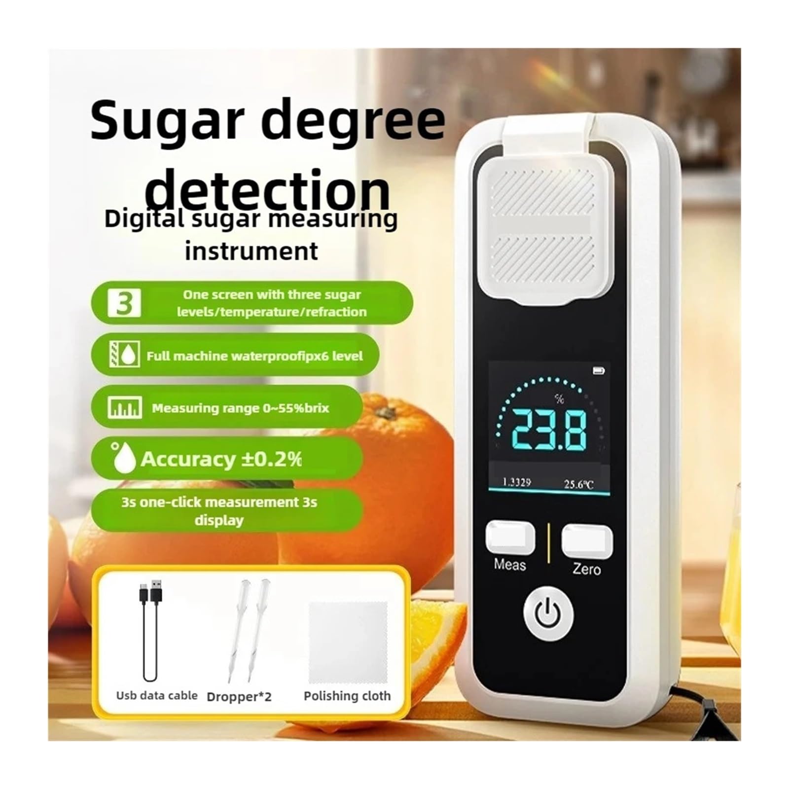 Medidor de glucosa Inteligente for Frutas, con Alta precisión de dulzor, 0-32/55%(0-32%)