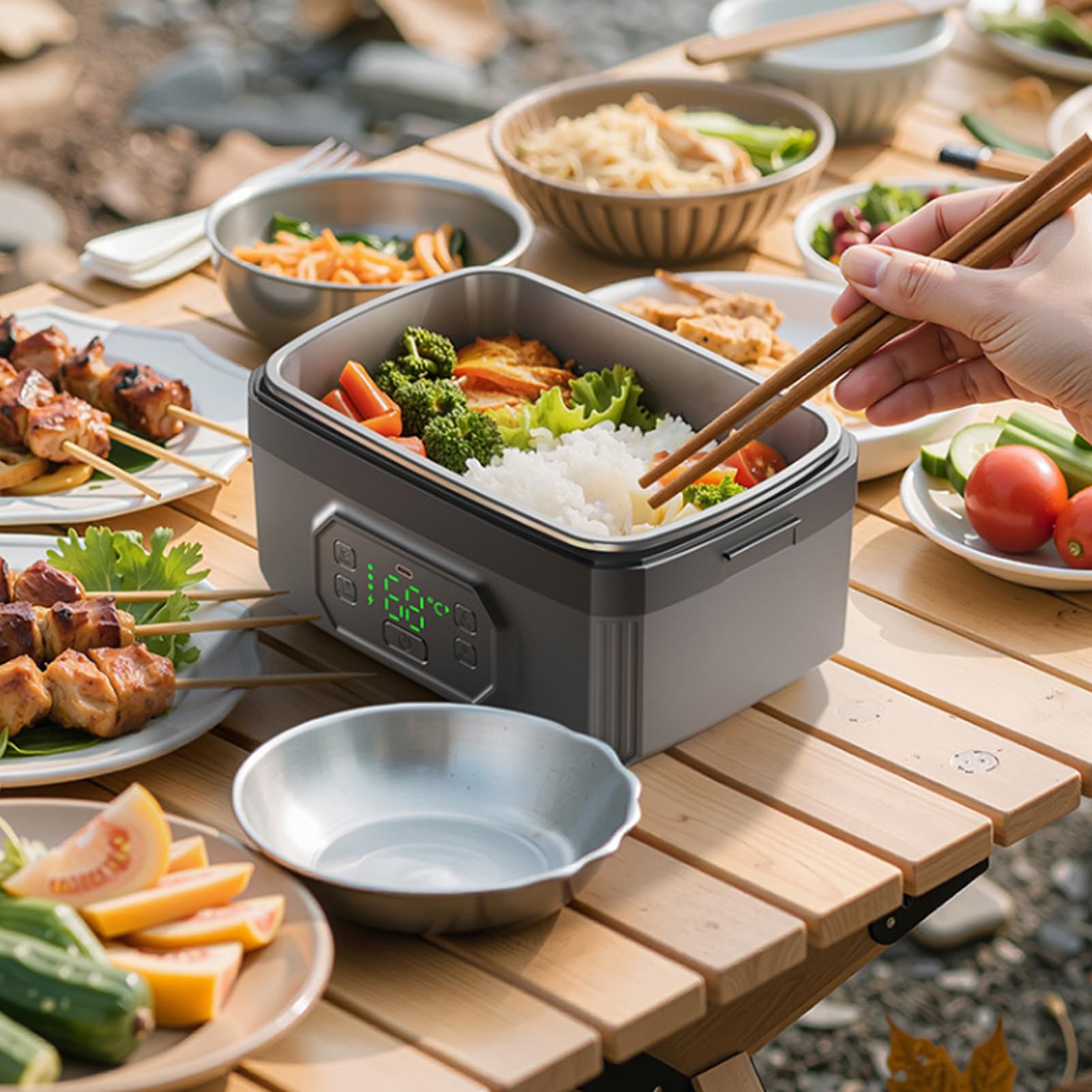 Tonysa eléctrica sin envío, portátil de acero inoxidable, gran capacidad, recargable por USB, calentador de alimentos para oficina, coche (1600 ml)