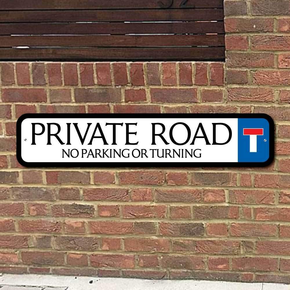 Biopracess Metal Private Road Sign 40x10 cm, No Parking, Private Driveway, Retro Style