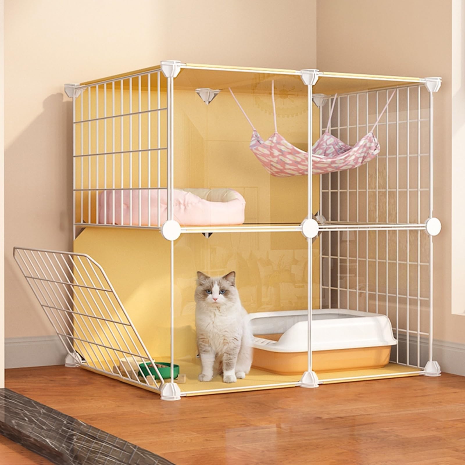 Katzenkäfig Indoor Kätzchen Gehege Metalldraht Zwinger Abnehmbare Haustierbox für Katzen Langlebiges Katzenzubehör für sicheren und sicheren Wohnraum