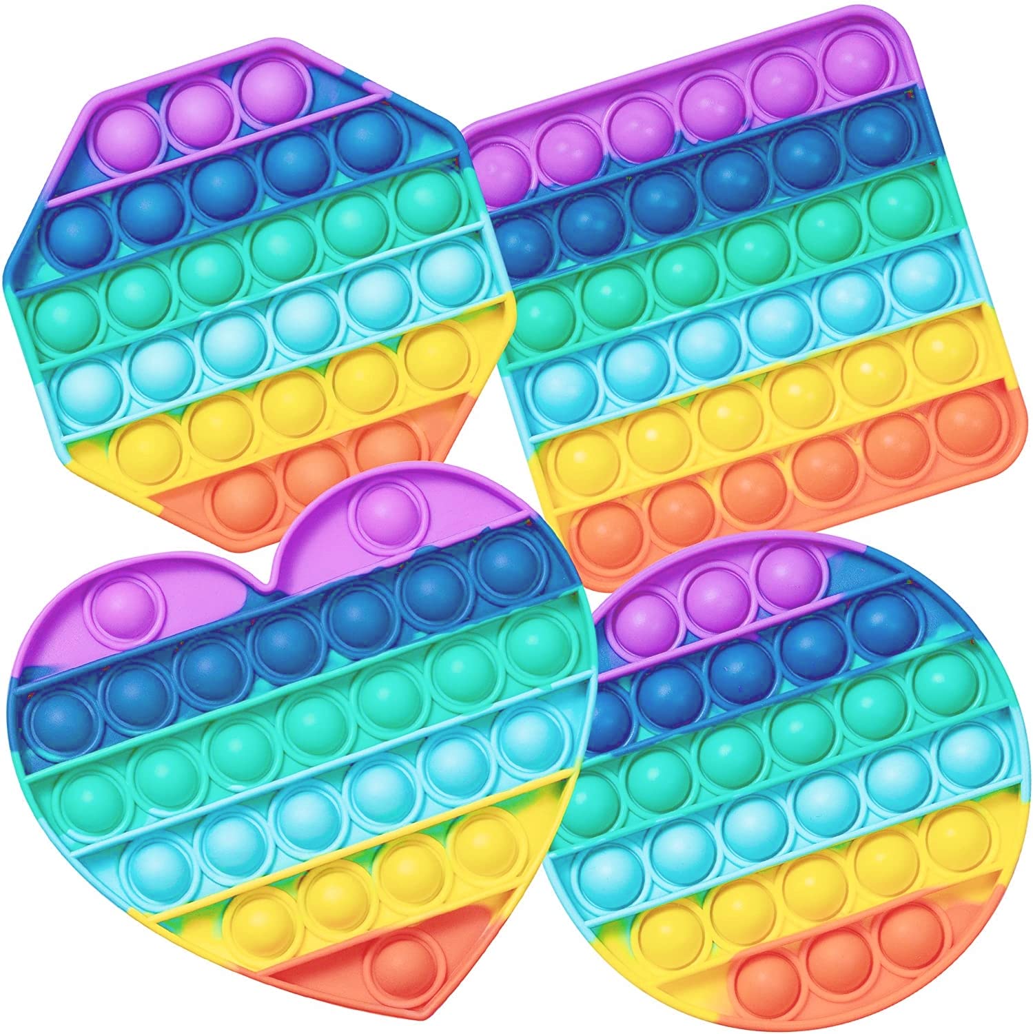 Sky TechPoppet Pop It Fidget Toys, Push Pop Bubble Fidget Sensory Toy, Autism Special Needs Silicone Stress Relief Toy, Great Fidget Toy for Kids and Adults (Assorted Design )(Set of 4 pcs )