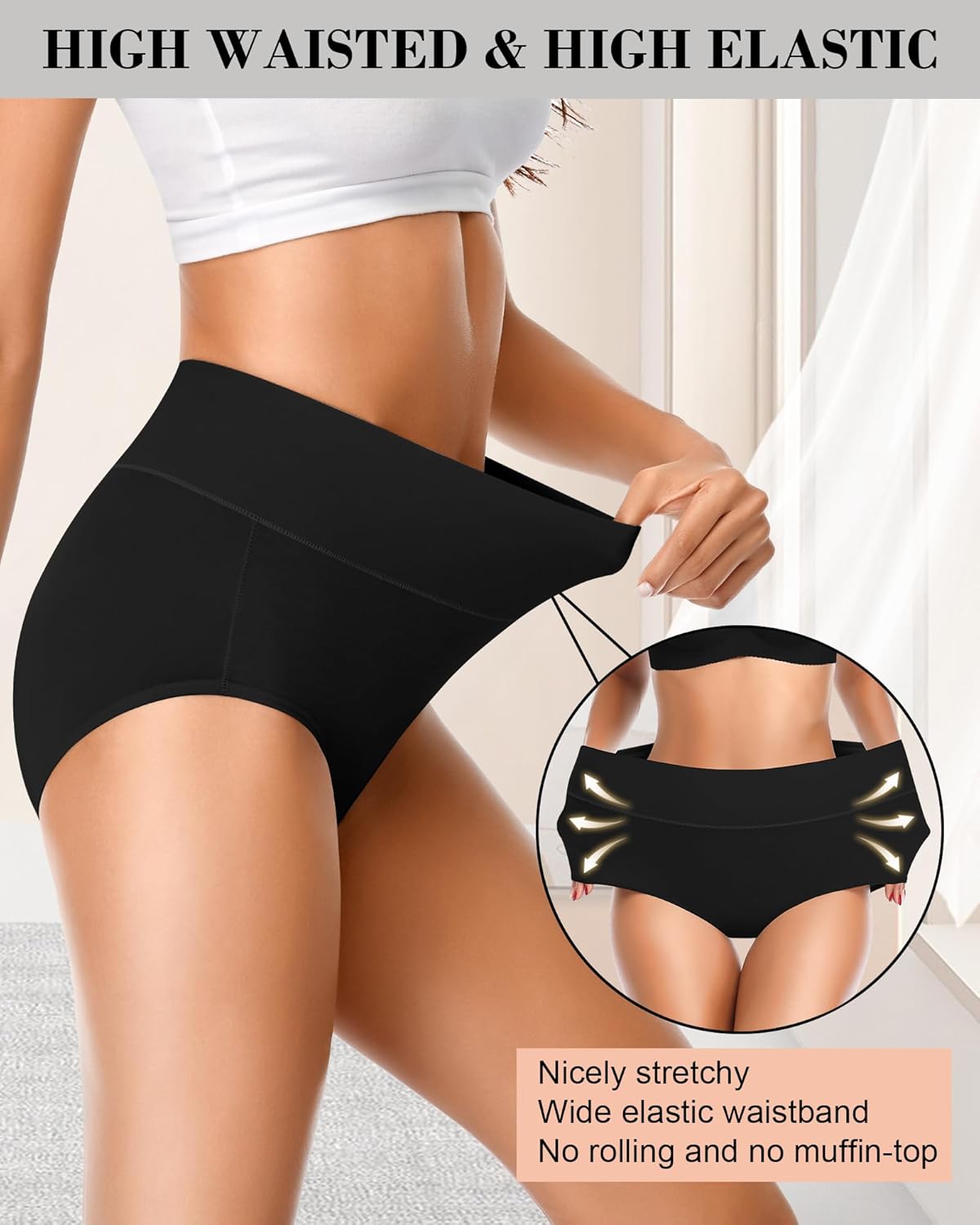 EIGGAM Tummy Control Underwear Soft High Waisted underwear Full Coverage Briefs Breathable Postpartum Cotton Womens Panties - Image 4