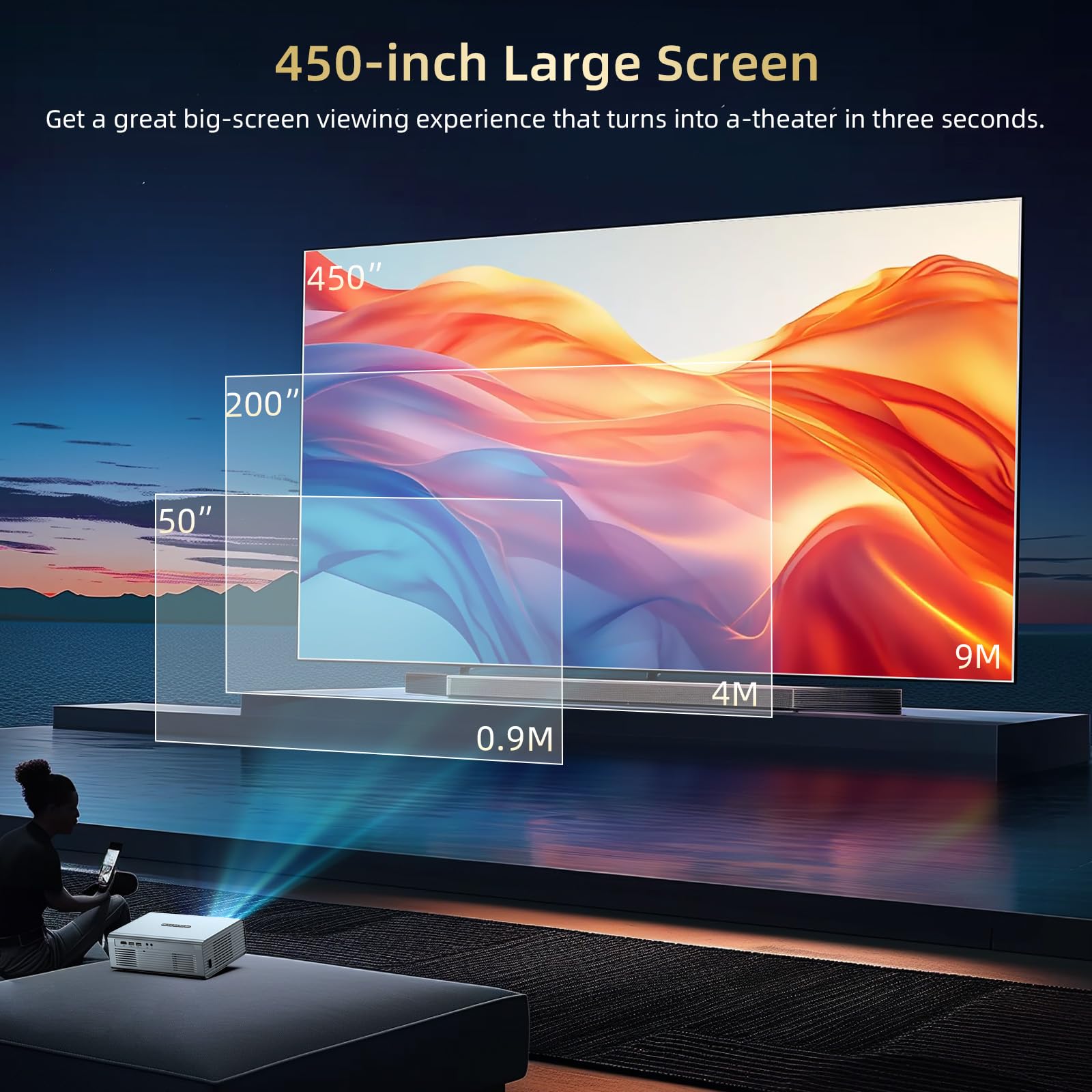[Netflix Officially & Dolby Audio] Smart Projector with WiFi6 and Bluetooth5.3, Electric Focus & Auto Keystone 4K Support, High Brightness Movie Projectors, Native 1080P Proyector Built-in Apps