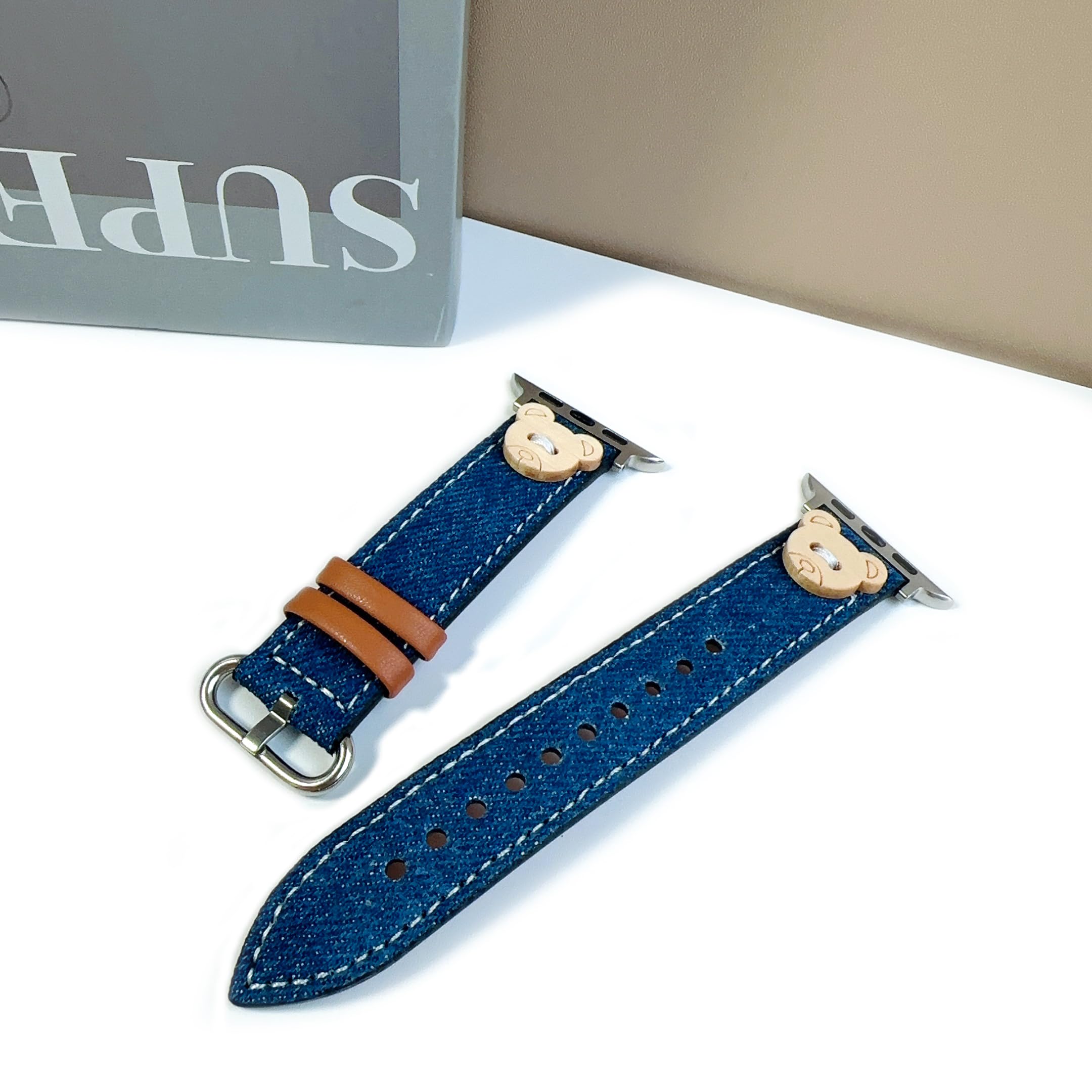 Sidart Luxury Soft Designer Leather Band Compatible with Apple Watch Series Ultra 8 7 6 5 4 3 2 1 SE, 38mm 40mm 41mm 42mm 44mm 45mm 49mm Single Tour for Women and Men-image-4