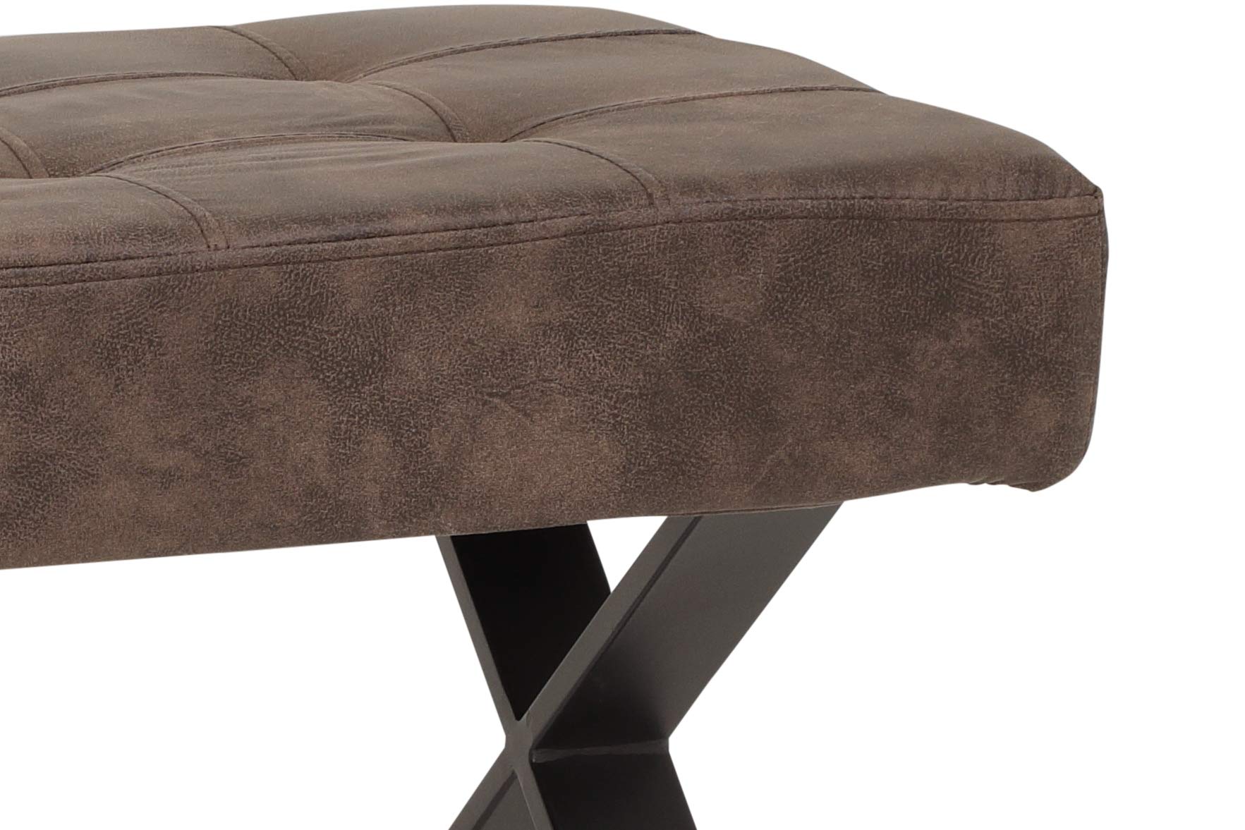 Hela Tische, Sitzbank Esszimmerbank Donna, mit Lehne, Bezug Softex Vintageoptik Braun, X-Metallgestell Anthrazit, 140x61x93 cm