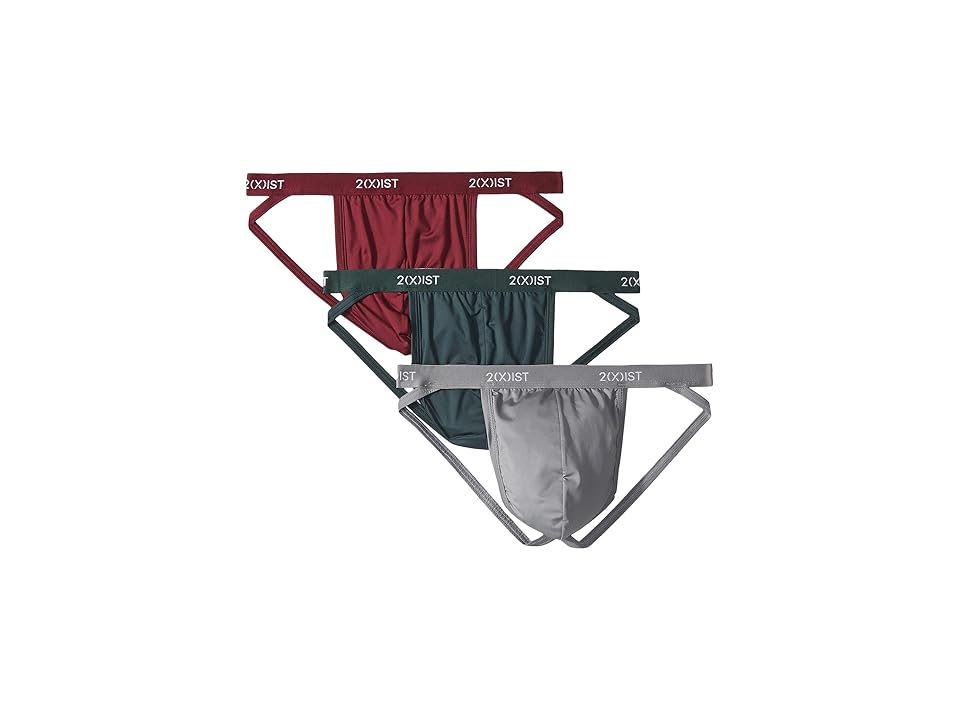 

2(X)IST 3-Pack Micro Speed Dri Jock Strap (Green Gables/Sharkskin/Tawny Port) Men's Underwear