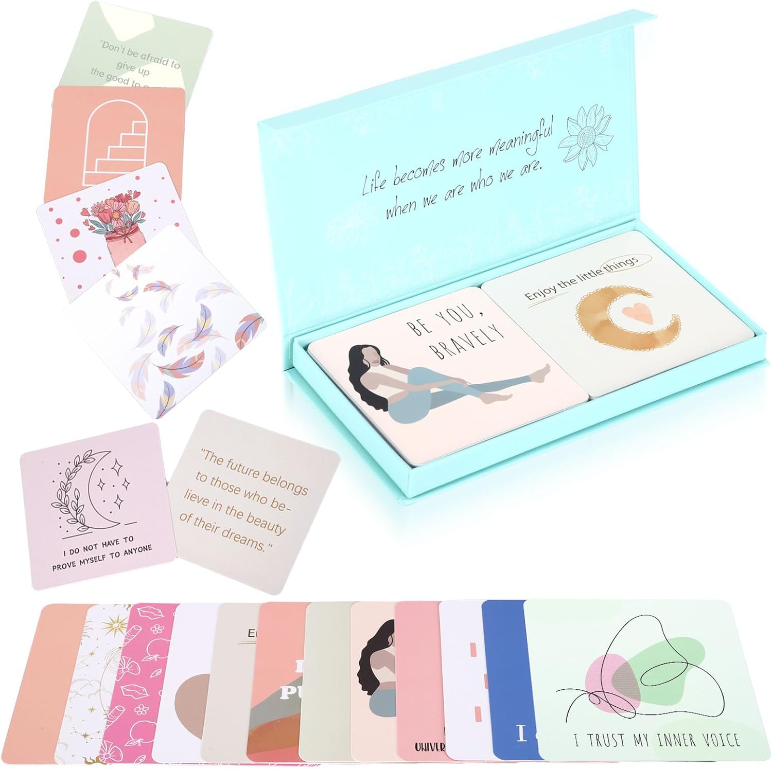 Affirmation Cards – Daily Motivational and Inspirational Cards for Women, Positive Affirmation Cards for Women, 50 Daily Mindfulness/Meditation Cards with Portable Box, Daily Affirmations for Women