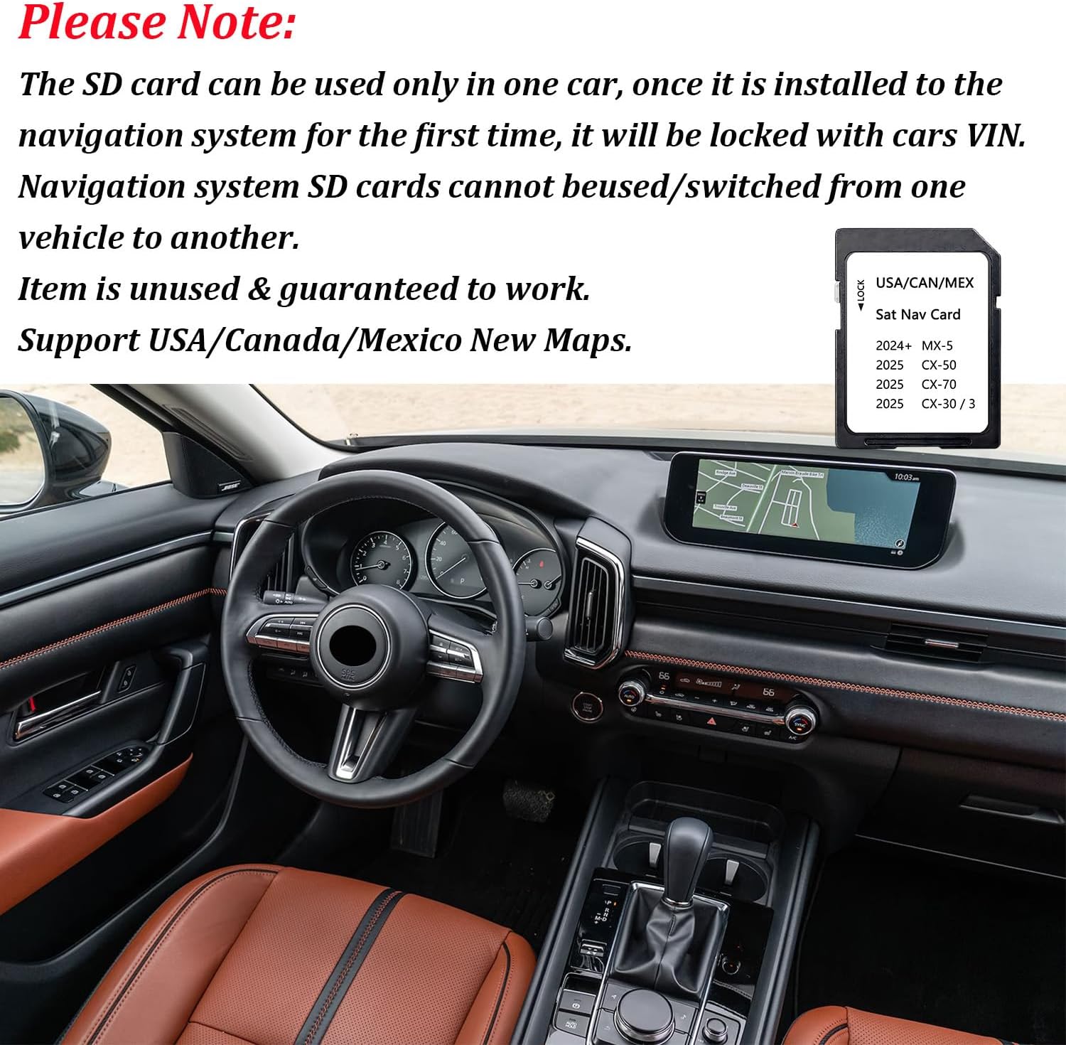 Upgraded KR9D66EZ1 Navigation SD Card with Latest Maps Version Compatible with 3 CX-30 CX-50 CX-70 MX-5 2024 2025 USA/Canada/Mexico New Maps