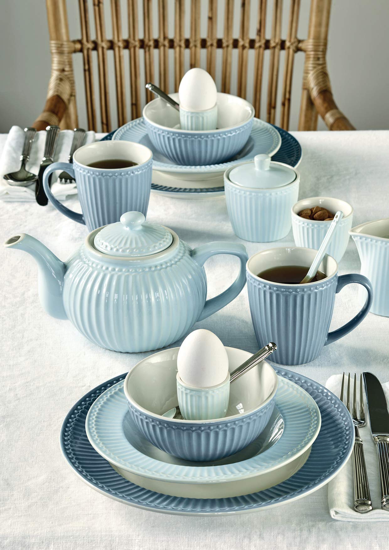 GreenGate - Servierschale, Schale - Alice - Steingut - hellblau - 11,5 x 20,5 cm / 8,5 x 17,5 cm - 2 er Set