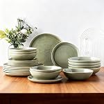 AmorArc Ensembles de repas en céramique, Ensembles en grès et bols faits main,Lavage-vaisselle & Ensemble de vaisselle micro-ondes, Service pour 4 (12pc)