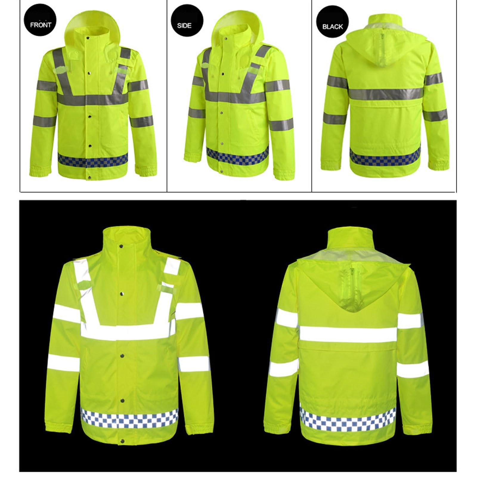 Chaqueta reflectante de alta visibilidad for hombre, chaqueta advertencia tráfico for trabajo al aire libre, abrigo seguridad impermeable