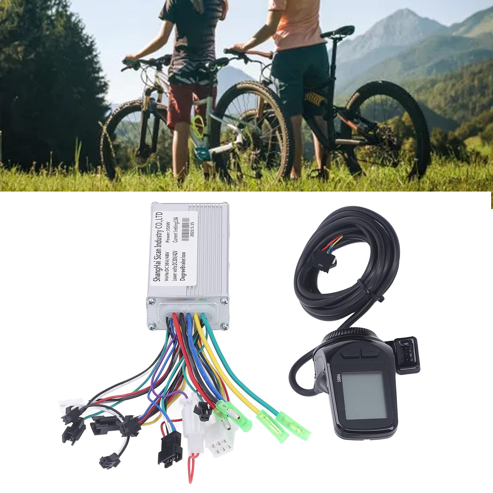 Kit De Controlador De Motor Sin Escobillas para Bicicleta Eléctrica con Panel LCD S886, para Bicicletas Eléctricas De Bricolaje, Scooters Eléctricos Y Bicicletas Plegables