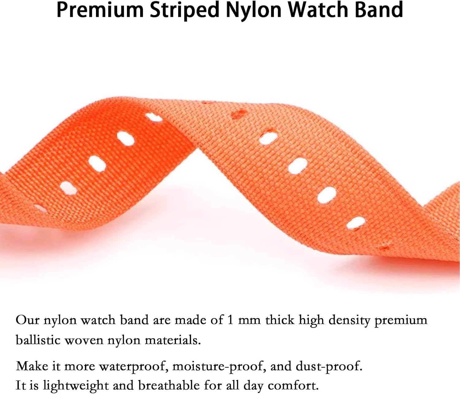 Military Nylon Watch Band 18mm 20mm 22mm 24mm Premium High Density Durable Comfortable Sport Ballistic Nylon Replacement Watch Straps with Stainless Heavy-Duty Buckle for Men Women