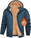 Men's Winter Fleece Full Zip Hoodie Heavyweight Sherpa Lined Hooded Sweatshirt Thick Warm Soft Coats Jacket with Pockets