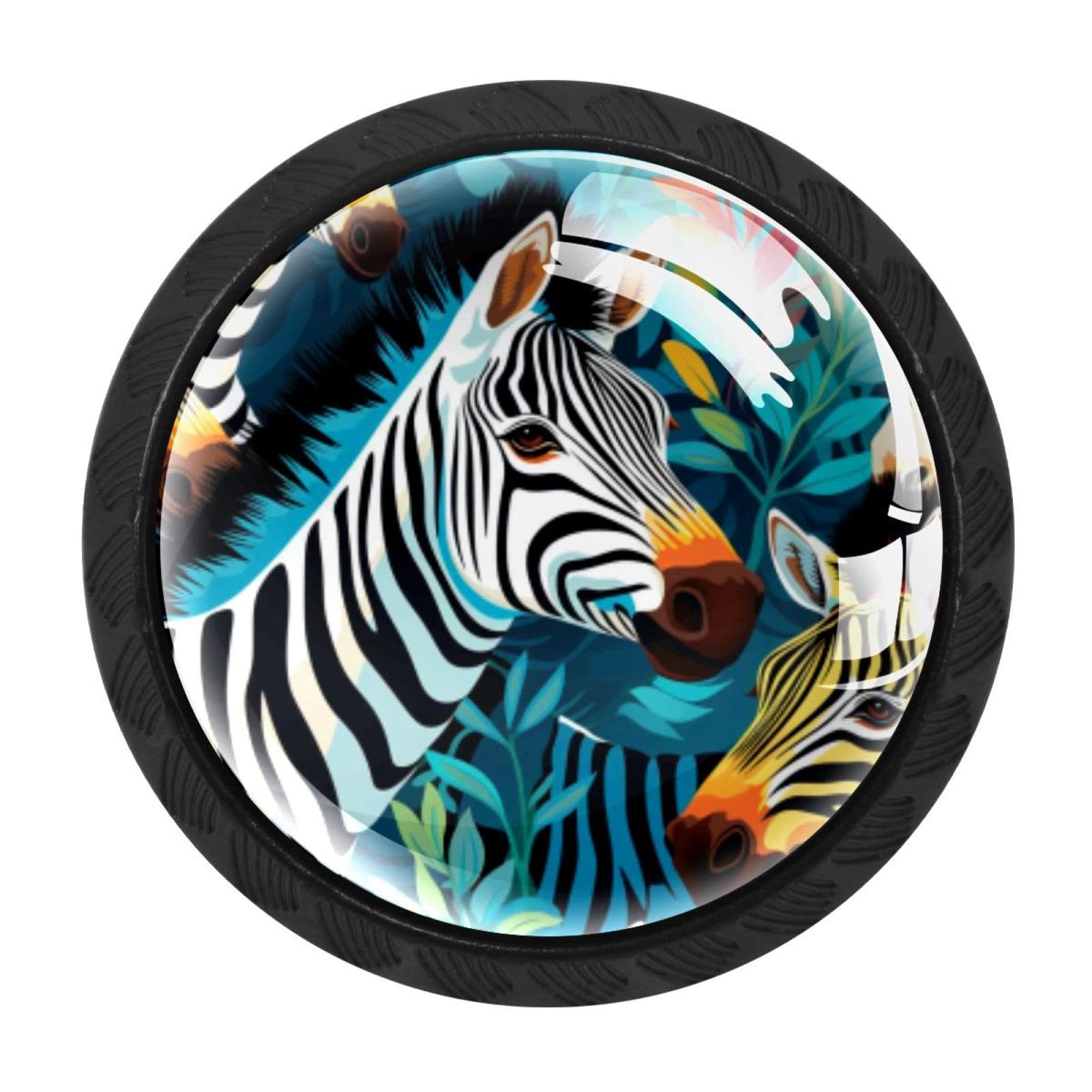CHENZZZZ 4 Pieces Kitchen Cabinet Drawer Dresser Door Knobs Pulls Handles, Zebra